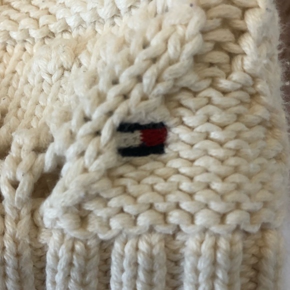 TOMMY HILFIGER Cotton Knit Fisherman Sweater Vintage Style Popcorn/Argyle Sz SP - Picture 10 of 13